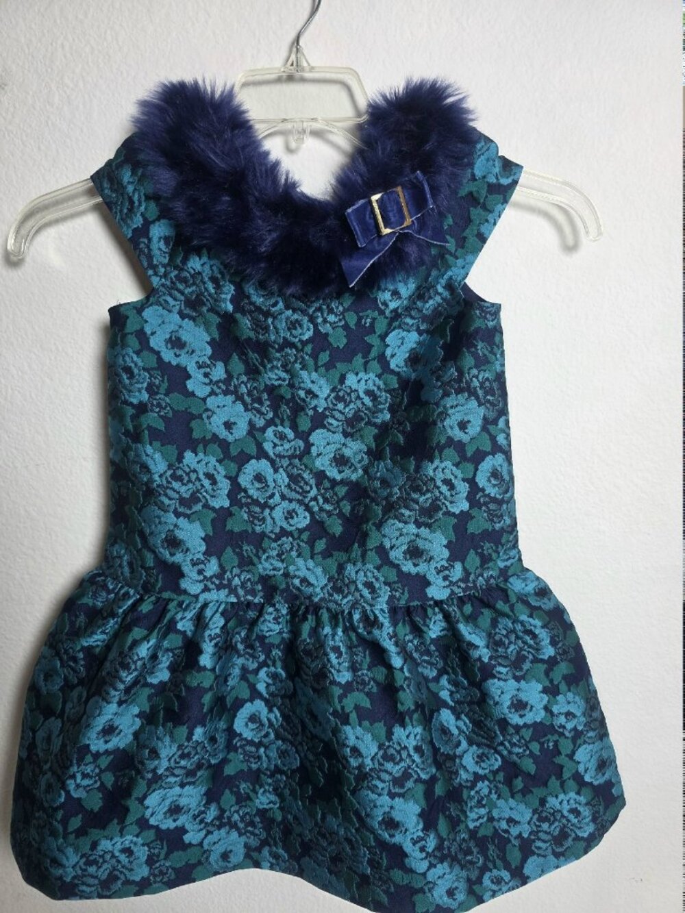 Janie And Jack Cerulean Floral, Floral Jacquard Dress. Girls size 6